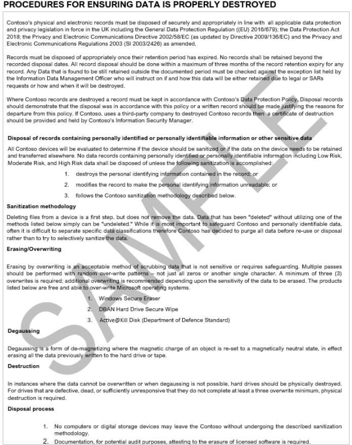 데이터가 제대로 삭제되었는지 확인하는 절차 정책 문서입니다.