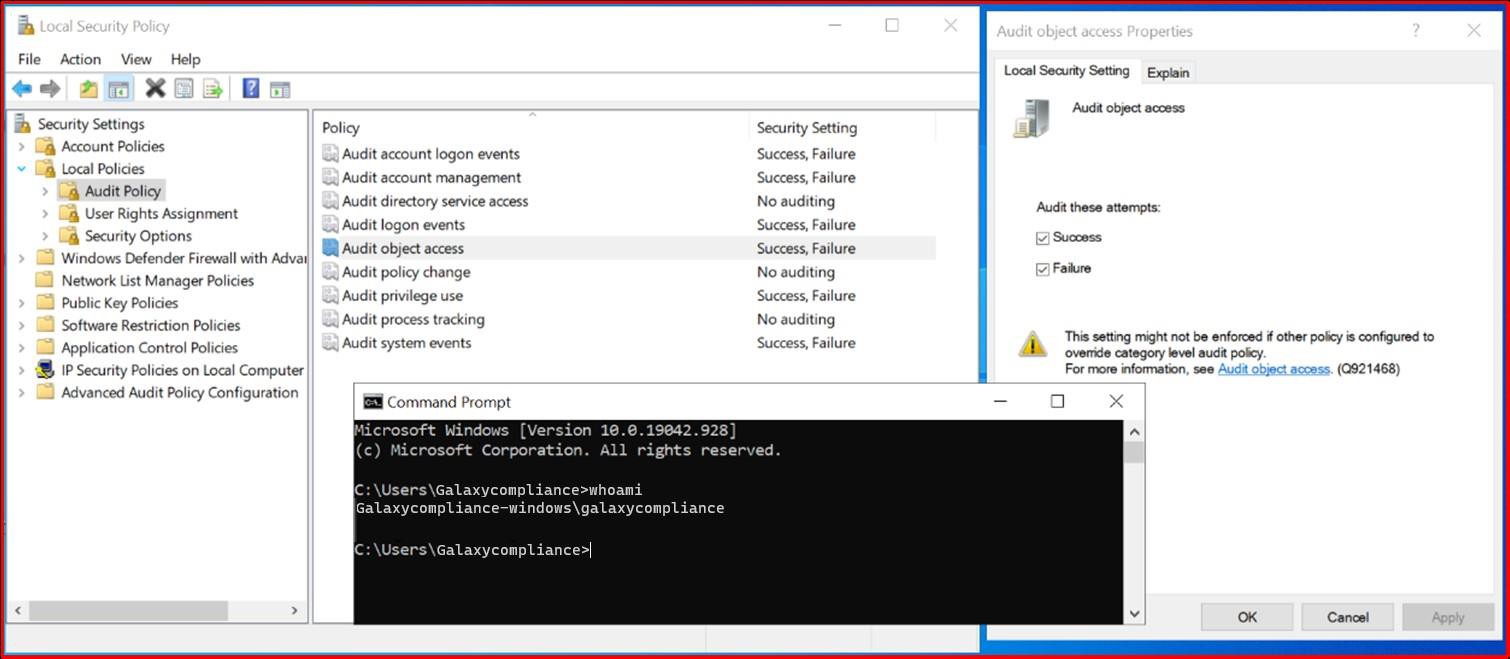 Windows 로컬 보안 정책 설정.