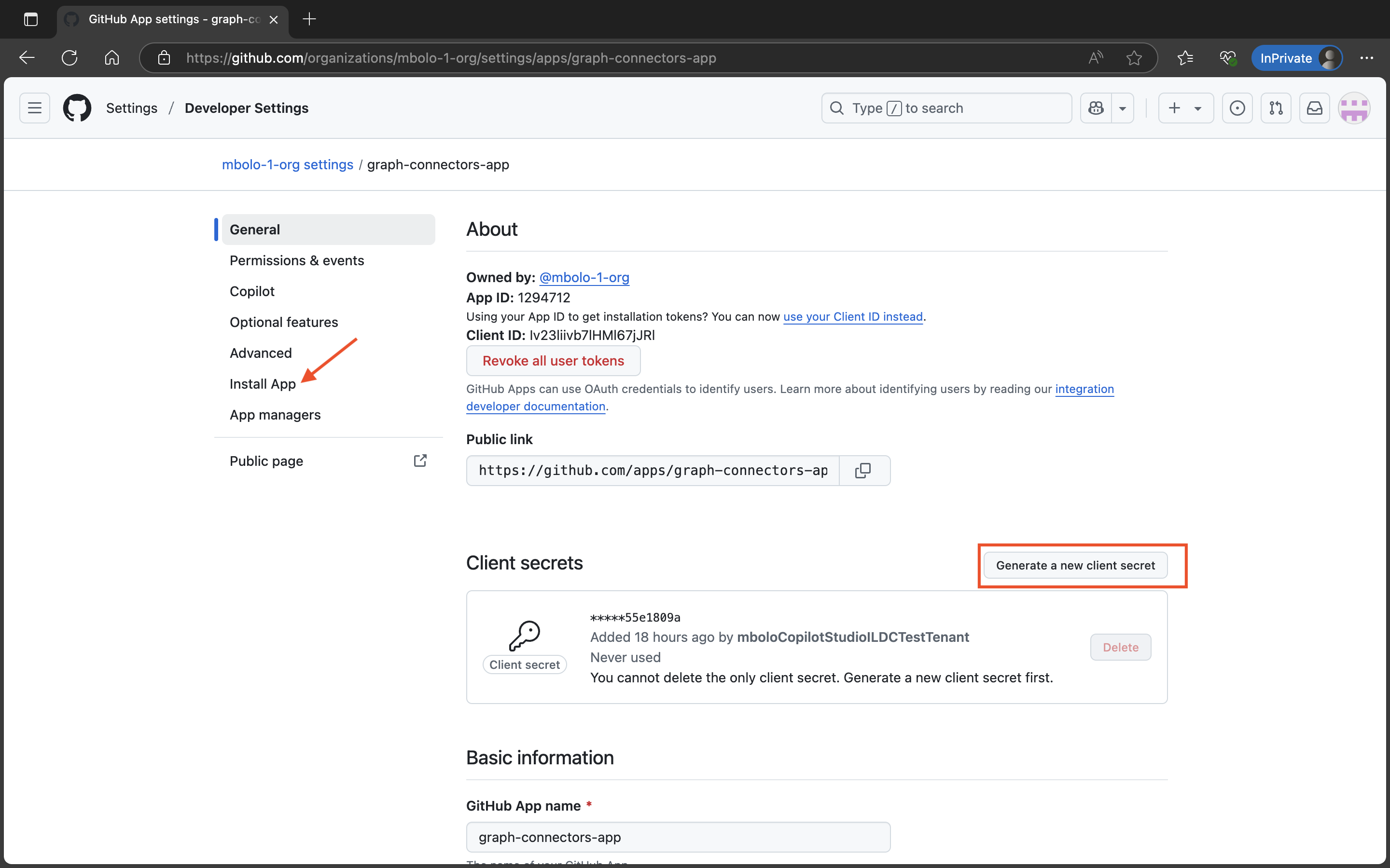 Set up the GitHub service for GitHub Server Issues connector ingestion ...