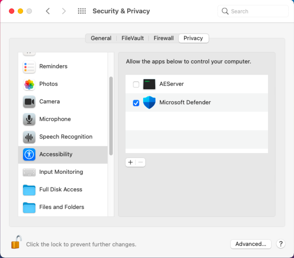 Microsoft Defender 확인란을 선택합니다.