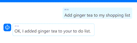 사용자가 에이전트에게 쇼핑 목록에 항목을 추가하도록 요청하지만 에이전트가 항목을 할 일 목록에 잘못 추가하는 스크린샷.