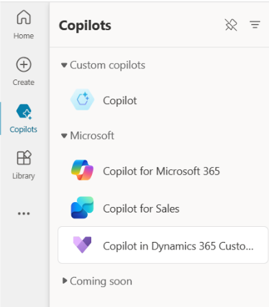 Dynamics 365 Customer Service용 Copilot 선택