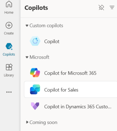 Copilot for Sales 선택