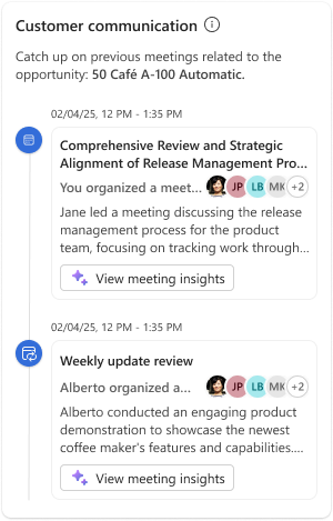고객 통신 카드의 스크린샷