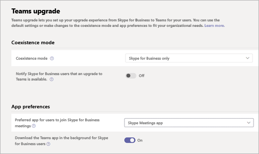 사용자가 Skype for Business 모임에 참가할 수 있도록 기본 설정 앱을 선택합니다.
