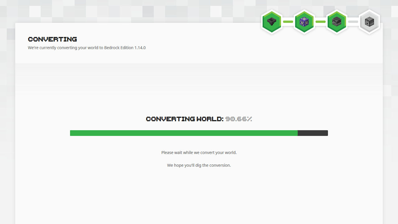 청커의 변환 진행률 스크린