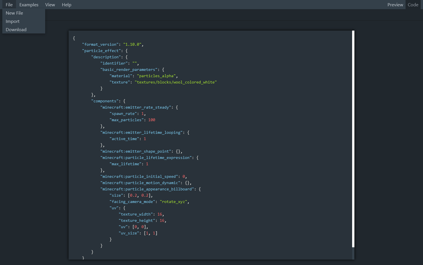 Snowstorm의 코드 탭