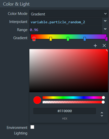 Snowstorm에서의 입자 색상