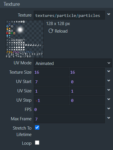 Snowstorm에서의 입자 텍스처와 애니메이션 옵션