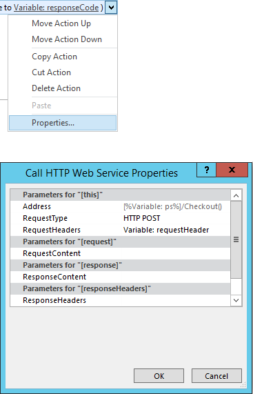 Specify the request header in web service call properties Specify the request header in web service call properties