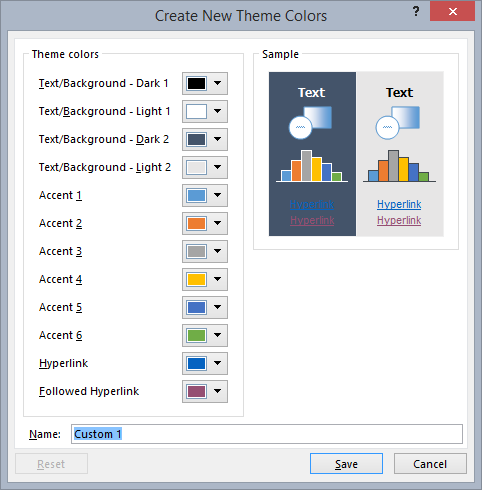 Create new theme colors dialog box.