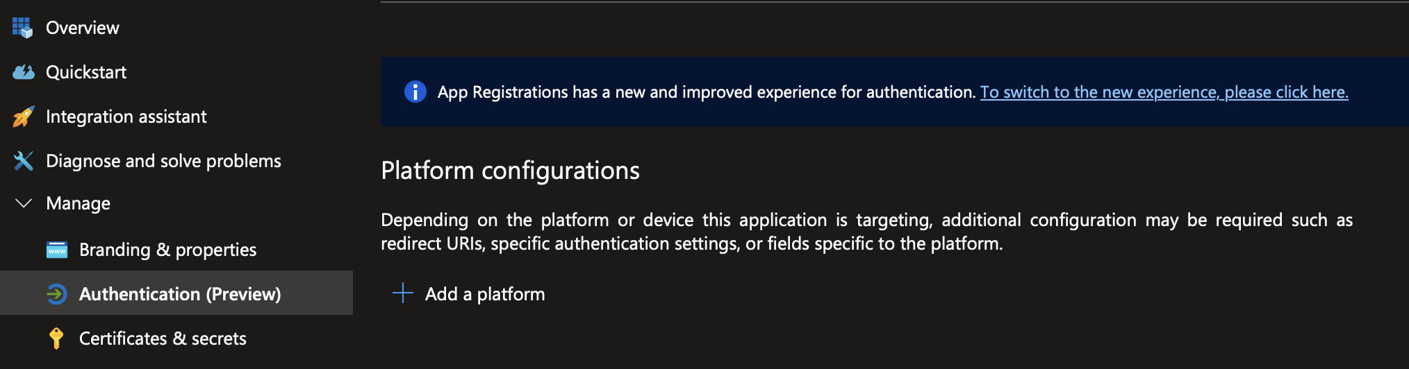 플랫폼 추가 단추를 보여 주는 스크린샷