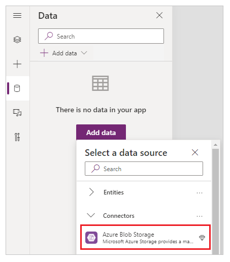 Azure Blob Storage 연결 선택.