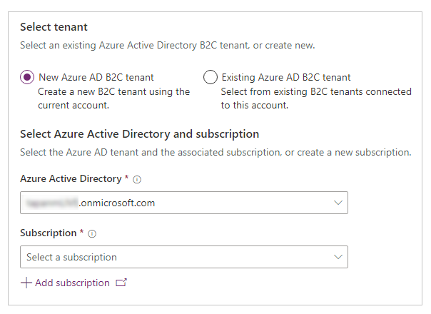 새 Azure AD B2C 테넌트 만들기.