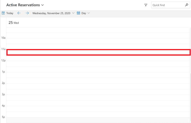 일 또는 주 보기에서 시간 슬롯을 선택합니다.