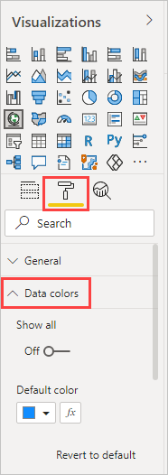 Screenshot shows the Format icon selected with the Bubbles option open and Colors highlighted.