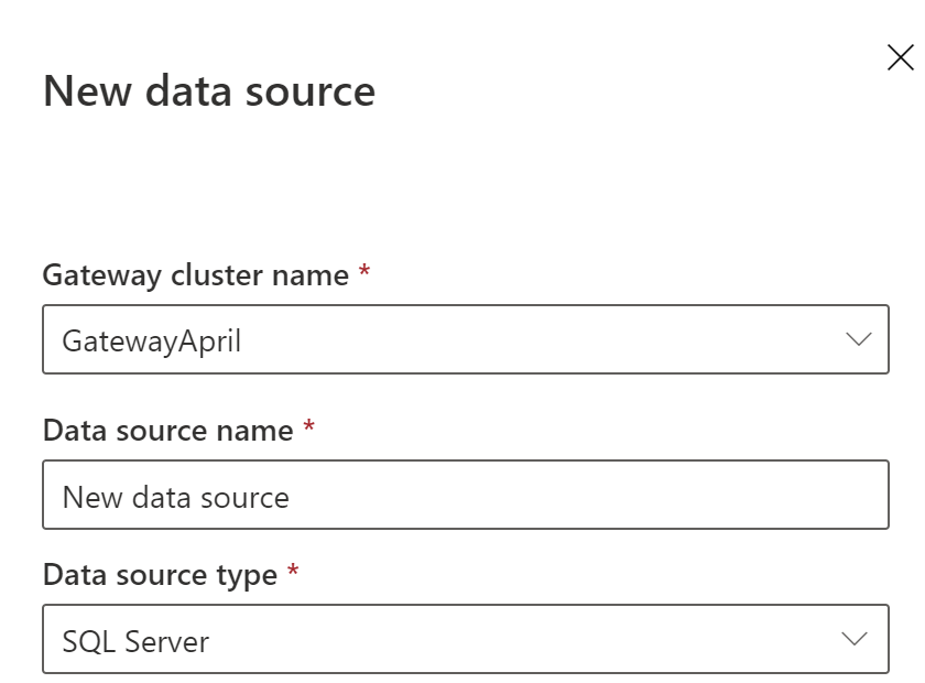  Screenshot of selecting the SQL Server data source.