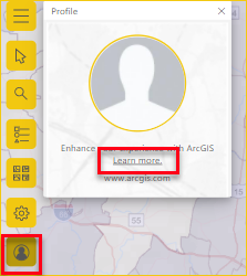 Screenshot of the Map tool menu with the sign-up screen feature open.