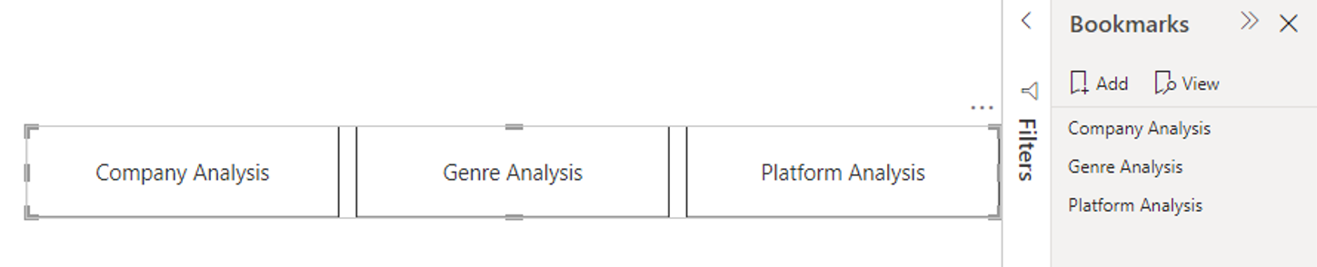 책갈피 이름으로 레이블이 지정된 가로 맞춤 단추가 있는 탐색기의 스크린샷 책갈피 구성 창에는 동일한 책갈피가 포함됩니다.
