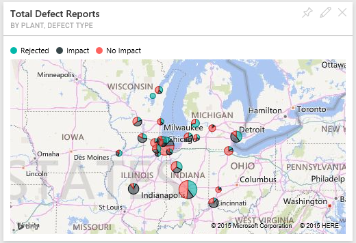 Screenshot that shows the tile for Total Defect Reports by Plant, Defect Type.