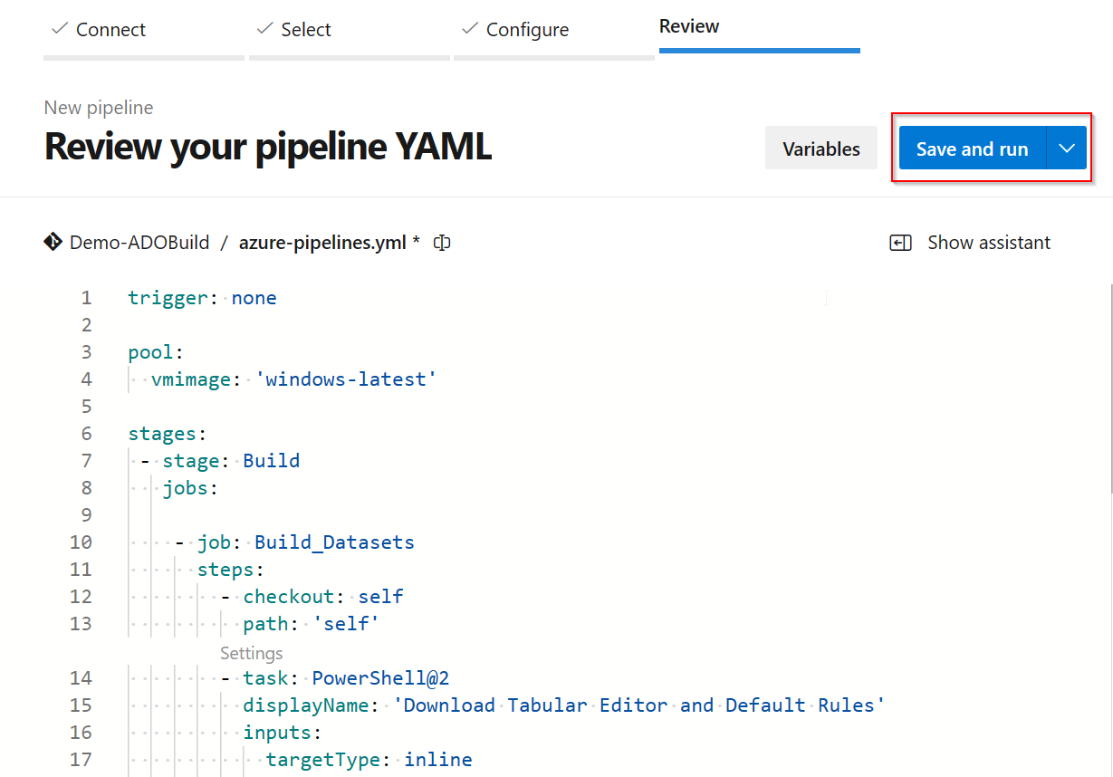 YAML 코드를 검토하는 스크린샷.