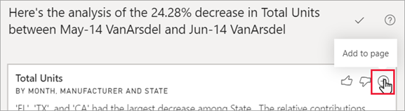편집용 보기에서 시각적 개체 상단에 있는 더하기 아이콘의 스크린샷.