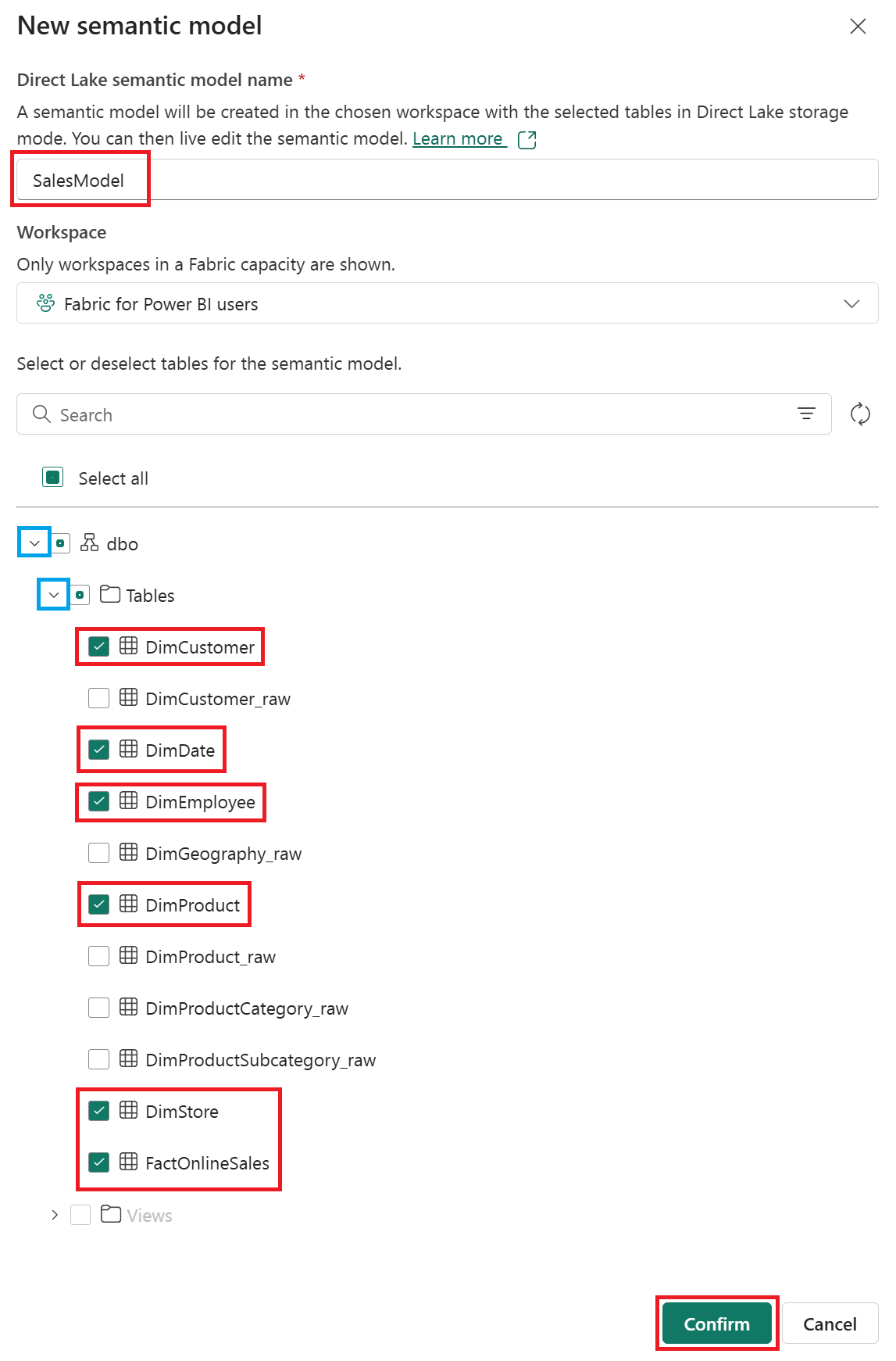 작업 영역의 Lakehouse 항목을 보여 주는 스크린샷