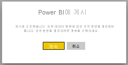 Screenshot of dialog box to Publish to Power BI.