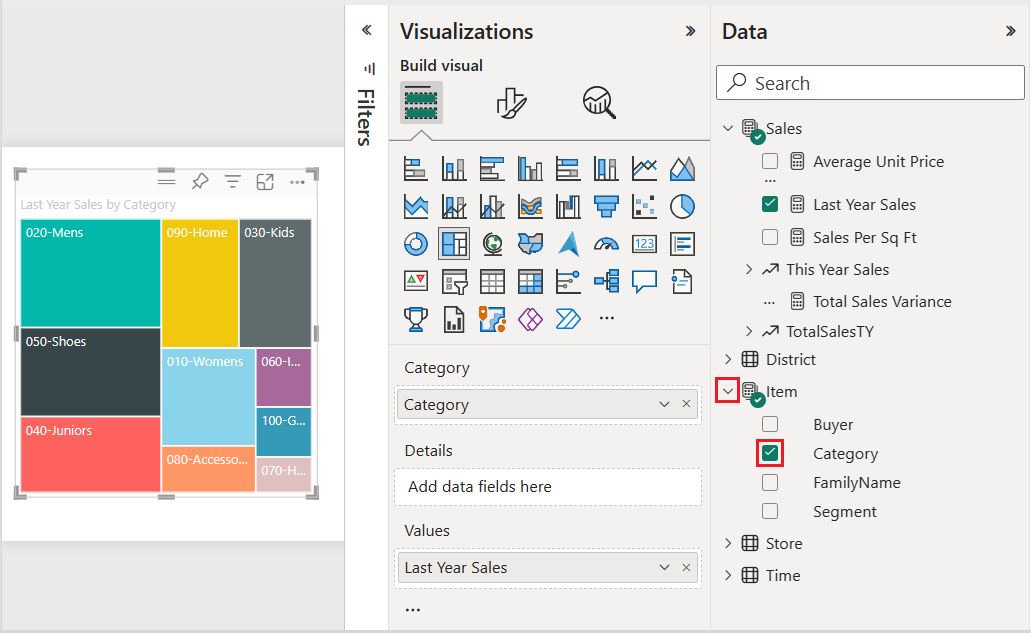 Screenshot that shows the updated treemap for total sales by product.