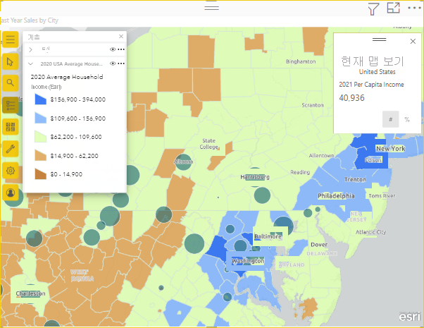Screenshot shows Regional sales by size compared to US Census data.