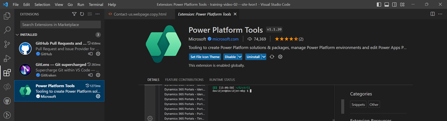 Power Platform Tools를 선택합니다.