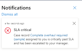 Notification with an inline link Notification with a block of text that includes an inline link.