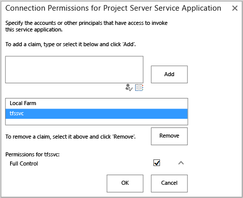 Connection permissions full control