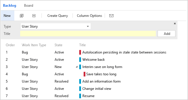 Child bug appears on backlog