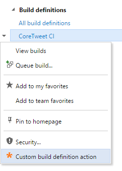 Build Definition Actions, TFS versions