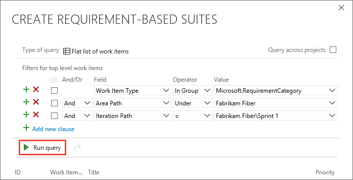 Screenshot showing adding clauses to filter by iteration and running the query to view results.