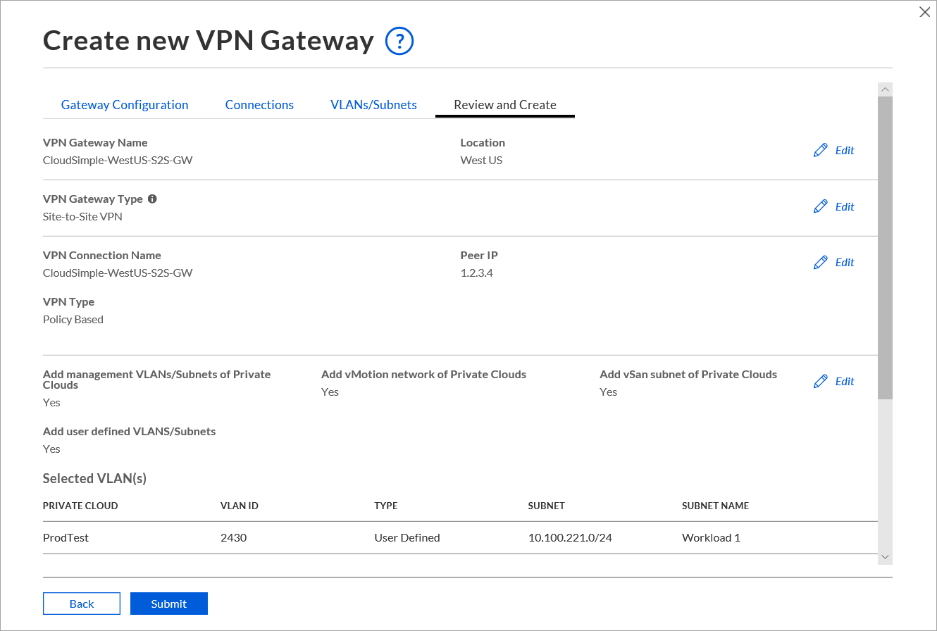 사이트 간 VPN 게이트웨이 검토 및 만들기