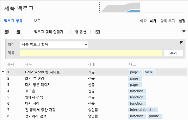 태그가 포함된 뷰 열 추가됨