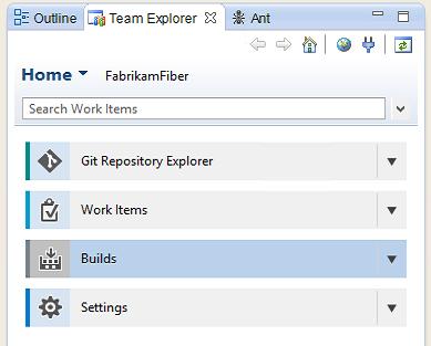 Builds in the team explorer home page