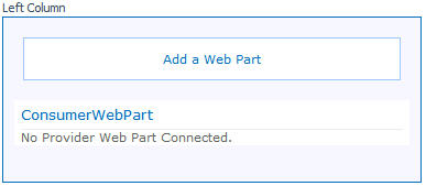 The ConsumerWebPart is added to the Web Part zone
