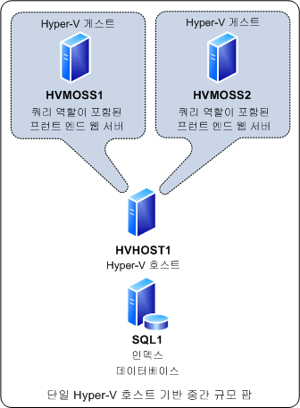 단일 Hyper-V 호스트로 구성된 중간 규모의 팜
