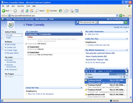 SharePoint Portal Server 2003의 내 사이트