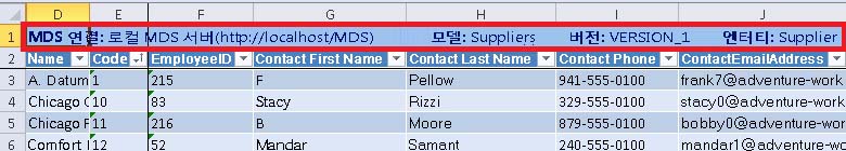 Excel - MDS 연결 정보 표시