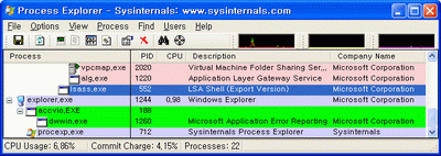 그림 2a Windows XP에서의 응용 프로그램 오류 처리