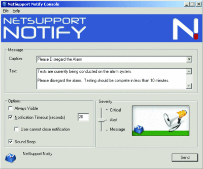 NetSupport Notify를 사용한 직원 공지 