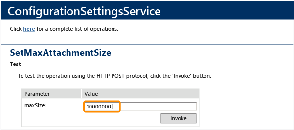 SetMaxAttachmentSize, ConfigurationSettingsService