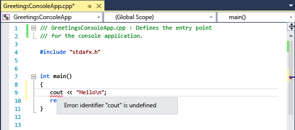 C++IDE_CoutError Error text for cout