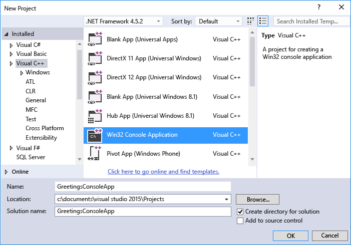 C++IDE_NewProjectDlg Win32 Console application template