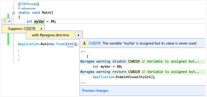 Vs_ide_gs_debug_light_bulb1 Visual Studio 2015 Light Bulb quick options