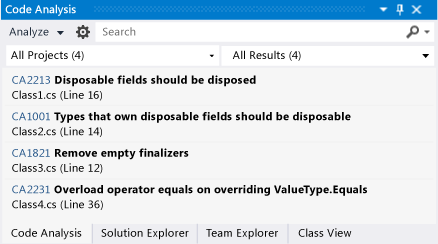 CA_Managed_Collapsed Code Analysis window